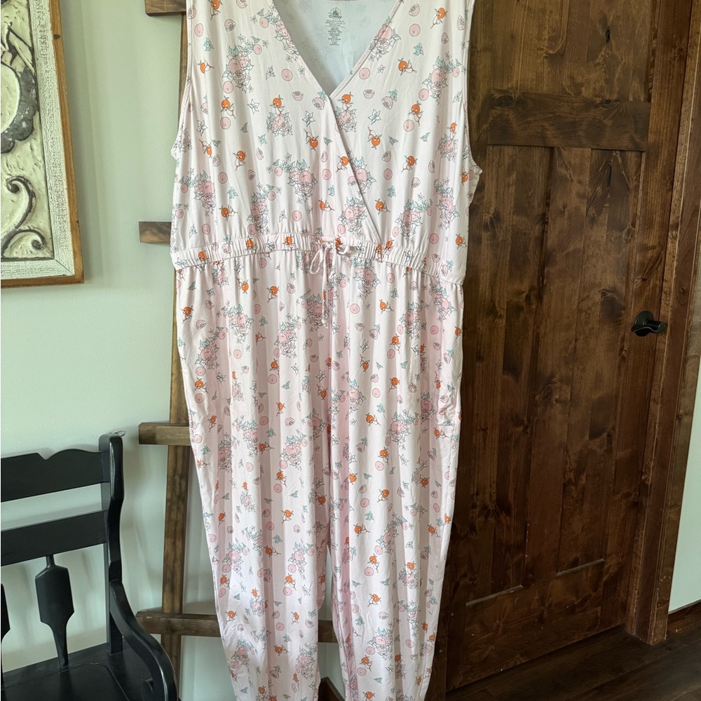 Disney Parks Orange Bird 3X Pink Floral Jumpsuit Romper Plus Size
